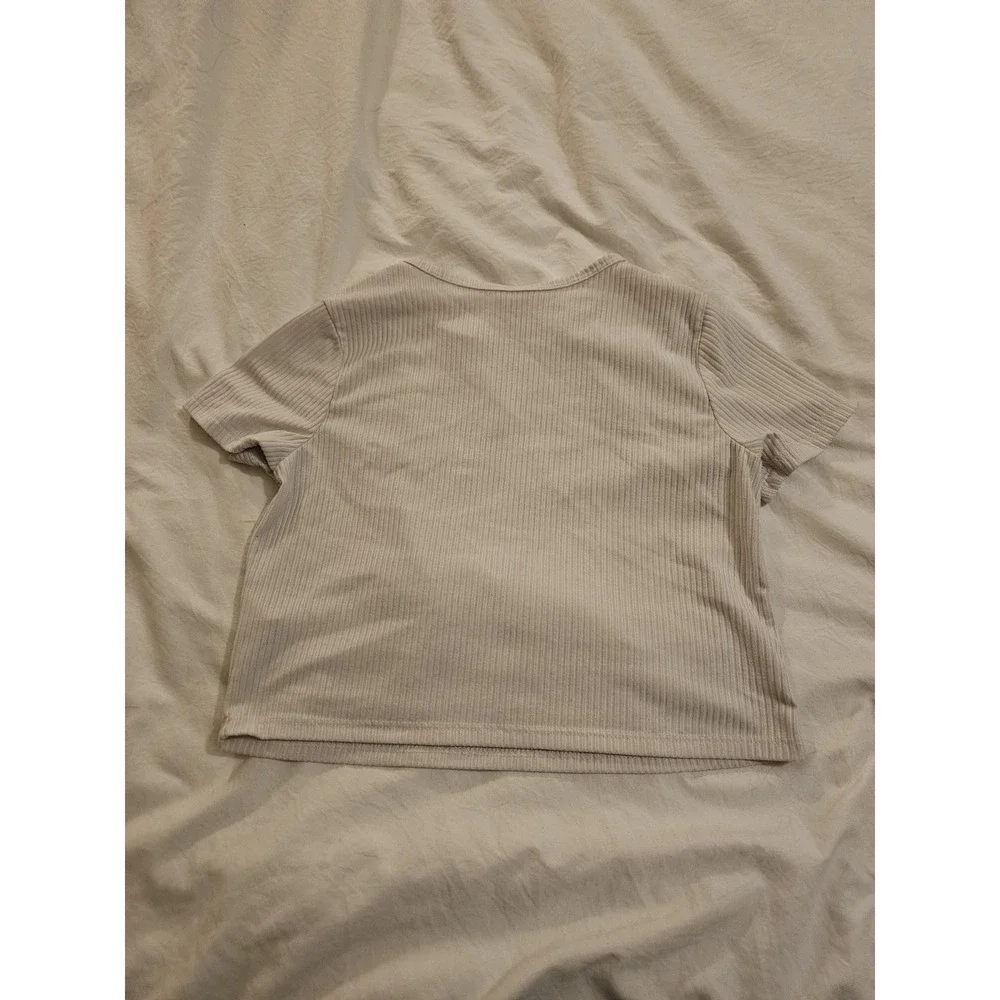 Heart & Arrow Girls‎ Ribbed Short Sleeve Top Size 12 Beige Neutral Tee